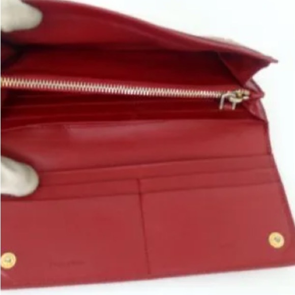 AUTH Prada Saffiano Long Wallet Red - Picture 5 of 8